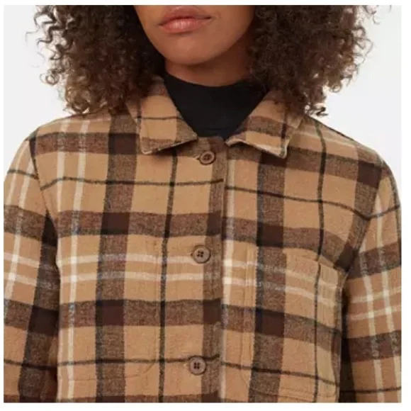 NWT Tentree Flannel Utility Jacket. Button Up Shacket - Cartouche/Slate Brown - Picture 11 of 12